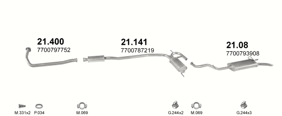 Auspuffanlage für RENAULT R19 1.4 (CHAMADE, TS, GTS, TSE)