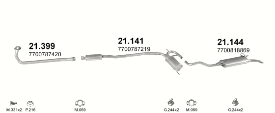 Auspuffanlage für RENAULT R19 1.4 (CHAMADE, RN, RT)