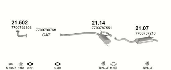 Auspuffanlage für RENAULT R19 1.7 (TS, GTS, TSE, RL, RN, RT)