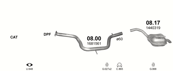 Auspuffanlage für FORD S-MAX 2.0 D (2.0 TDCi Turbo Diesel)