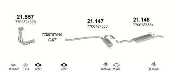 Auspuffanlage für RENAULT R19 1.7 (1.7i CHAMADE)