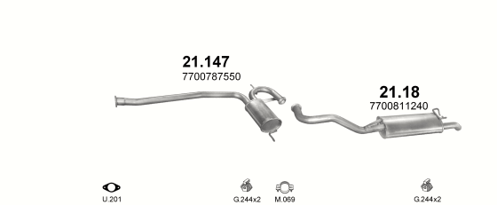 Auspuffanlage für RENAULT R19 1.9 D