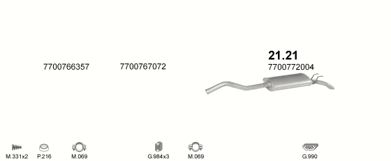 Auspuffanlage für RENAULT R21 2.0 (TS, GTS, RS, TSE, GTX)
