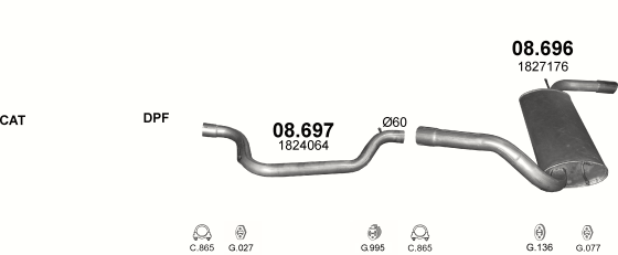 Auspuffanlage für FORD FOCUS 2.0 D (2.0 TDCi Turbo Diesel)