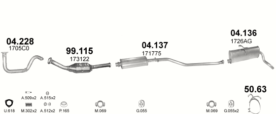 Auspuffanlage für CITROEN BERLINGO 1.4 (1.4i)