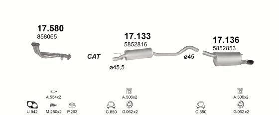 Auspuffanlage für OPEL CORSA B 1.6 (1.4i 16V)