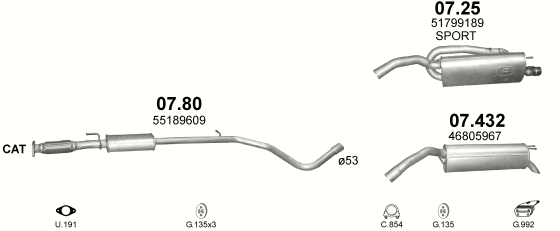 Auspuffanlage für FIAT STILO 1.4 (1.4 16V)