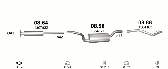 Auspuffanlage für FORD FOCUS 1.6 (1.6i 16V)