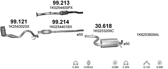 Auspuffanlage für AUDI A3 1.6 (1.6 FSi S-Line)