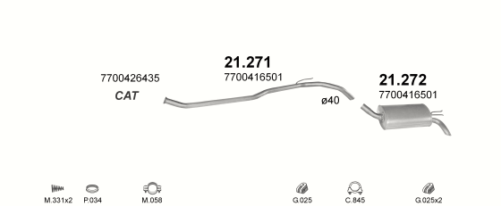 Auspuffanlage für RENAULT TWINGO 1.2 (1.2i)