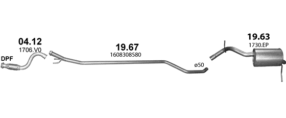 Auspuffanlage für CITROEN C5 1.6 D (1.6 HDi Turbo Diesel)