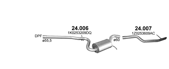 Auspuffanlage für SKODA OCTAVIA 1.6 D (1.6 TDi Turbo Diesel)