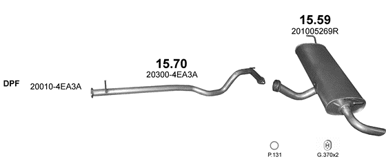 Auspuffanlage für NISSAN QASHQAI 1.5 D (1.5 dCi Turbo Diesel 2WD)