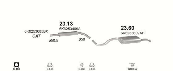 Auspuffanlage für SEAT CORDOBA 1.8 (1.8i)