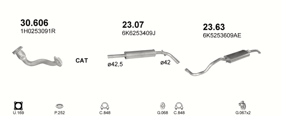 Auspuffanlage für SEAT CORDOBA 1.9 D (1.9 Diesel)