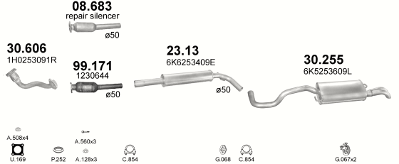 Auspuffanlage für SEAT CORDOBA 1.9 D (1.9 SDi Diesel)