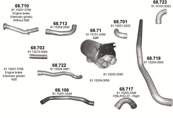 Auspuffanlage für MAN TGM 6.9 (D0836 LFL ; N08/N18/N26/N46)
