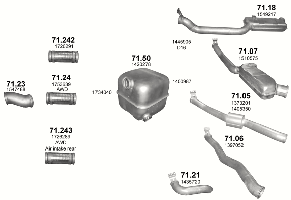 Auspuffanlage für SCANIA P, R, T 8.9 (DC 9 ; 18/19/23,8/25,7/26 TON)