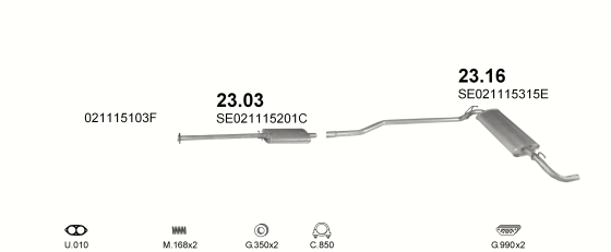 Auspuffanlage für SEAT IBIZA 1.5 (SXI)