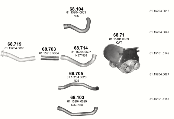 Auspuffanlage für MAN TGM 6.9 (D0836 LFL ; N36/N37/N38)