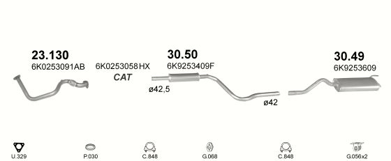 Auspuffanlage für SEAT INCA 1.4 (M. AEX)