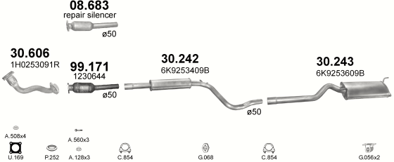 Auspuffanlage für SEAT INCA 1.9 D (1.9 SDi Diesel)