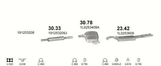 Auspuffanlage für SEAT TOLEDO 1.8 (1.8i GT 16V)