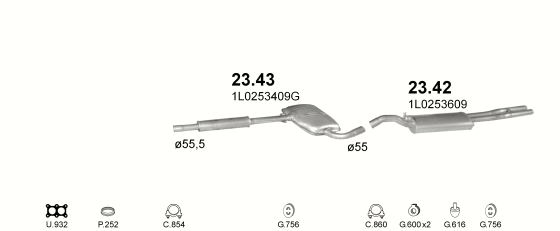 Auspuffanlage für SEAT TOLEDO 2.0