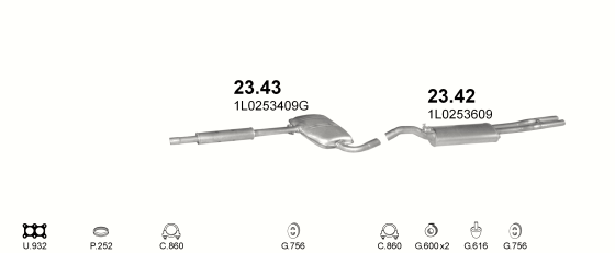 Auspuffanlage für SEAT TOLEDO 2.0 (2.0i GT 16V)