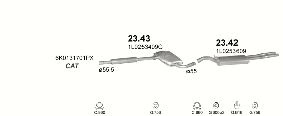 Auspuffanlage für SEAT TOLEDO 2 0 (2.0i 8V AGG)