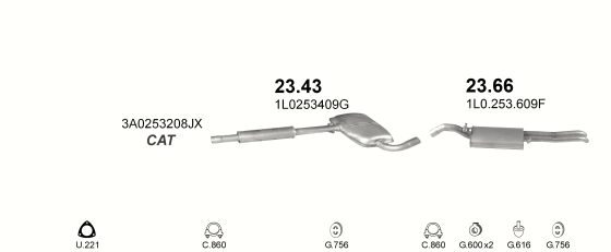 Auspuffanlage für SEAT TOLEDO 1.9 D (1.9 TDi Turbo Diesel)