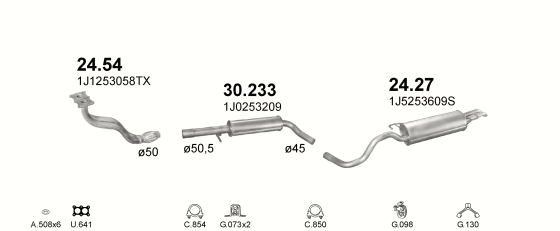 Auspuffanlage für SKODA OCTAVIA 1.6 (1.6i)