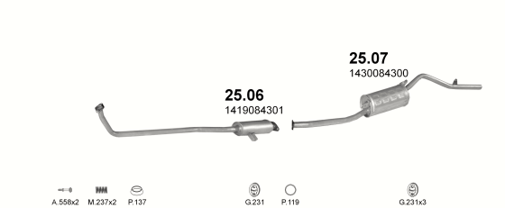 Auspuffanlage für SUZUKI ALTO 0.8 (FX, GA, GL, GLX)