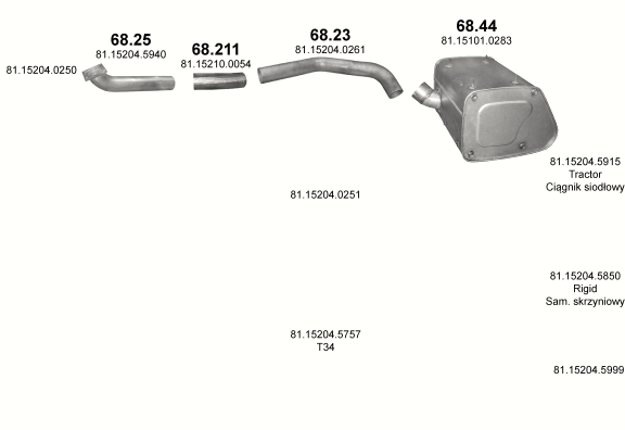 Auspuffanlage für MAN F2000 12.0 (D2866    T35 (23/24 TON), T36 (26 TON))