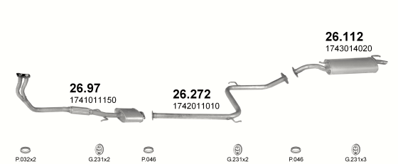 Auspuffanlage für TOYOTA COROLLA 1.3