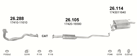 Auspuffanlage für TOYOTA COROLLA 1.3 (1.3i 16V)