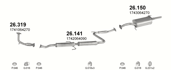 Auspuffanlage für TOYOTA COROLLA 1.8 D (1.8 Diesel)
