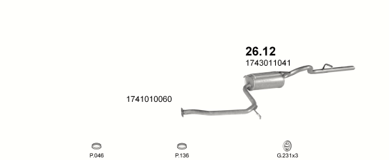 Auspuffanlage für TOYOTA STARLET 1.0 (EP70)