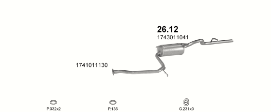 Auspuffanlage für TOYOTA STARLET 1.3 (EP71)