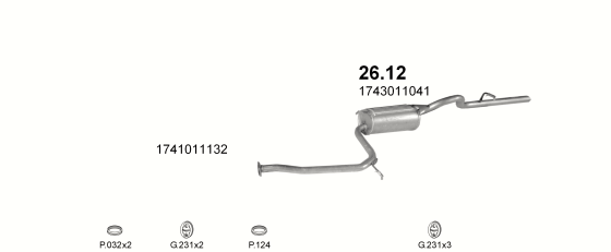 Auspuffanlage für TOYOTA STARLET 1.3 (EP71)