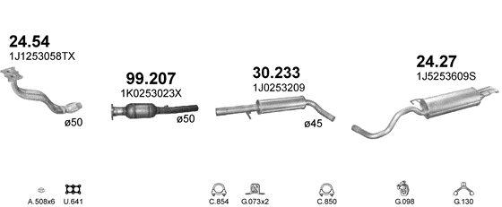 Auspuffanlage für VOLKSWAGEN BORA 1.6 (1.6i)