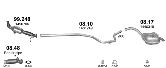 Auspuffanlage für FORD MONDEO 1.8 D (1.8 TDCi Turbo Diesel)