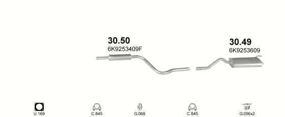 Auspuffanlage für VOLKSWAGEN CADDY II 1.9 D