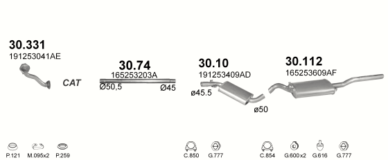 Auspuffanlage für VOLKSWAGEN JETTA II 1.8