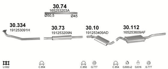 Auspuffanlage für VOLKSWAGEN JETTA II 1.8 (GTI)