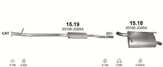 Auspuffanlage für NISSAN X-TRAIL 2.0 (2.0i  2WD/4WD)