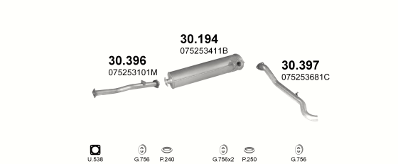 Auspuffanlage für VOLKSWAGEN LT 2.4 D (2.4 TD SWB)