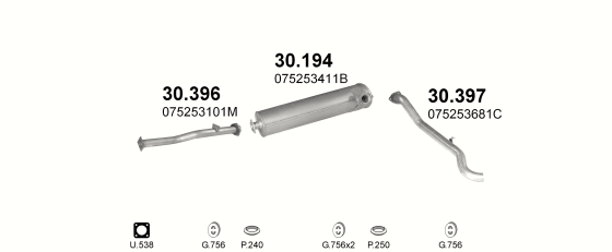 Auspuffanlage für VOLKSWAGEN LT 2.4 D (2.4 TD SWB)