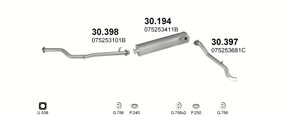 Auspuffanlage für VOLKSWAGEN LT 2.4 D (2.4 TD LWB)