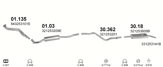 Auspuffanlage für VOLKSWAGEN PASSAT 1.6 (MAN.)